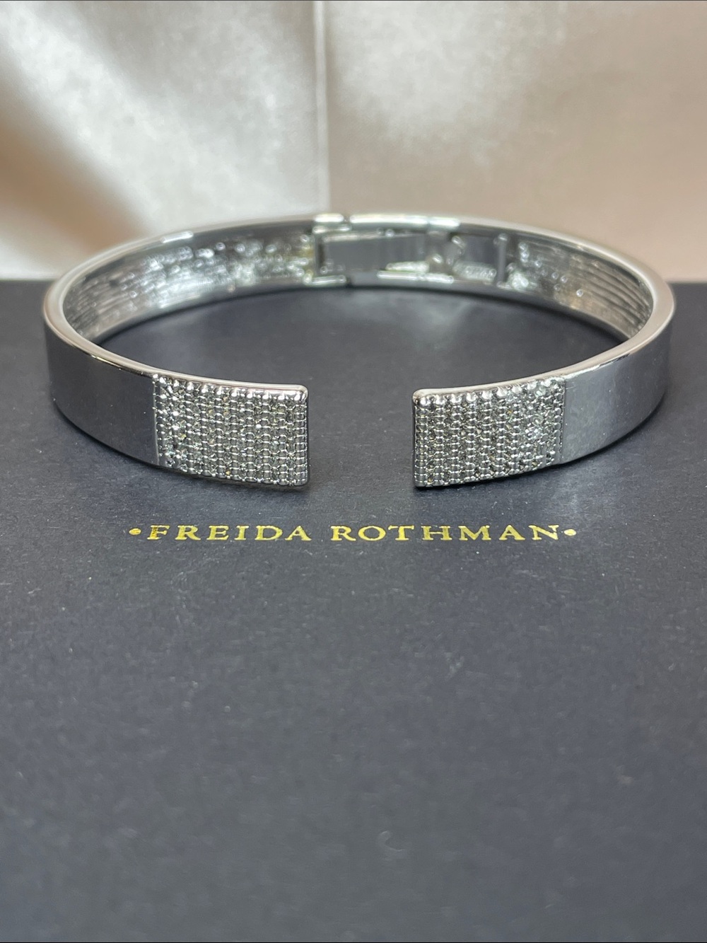 Freida Rothman VAULT Silver Pavé Open Cuff Bracelet - NWT $125 MSRP